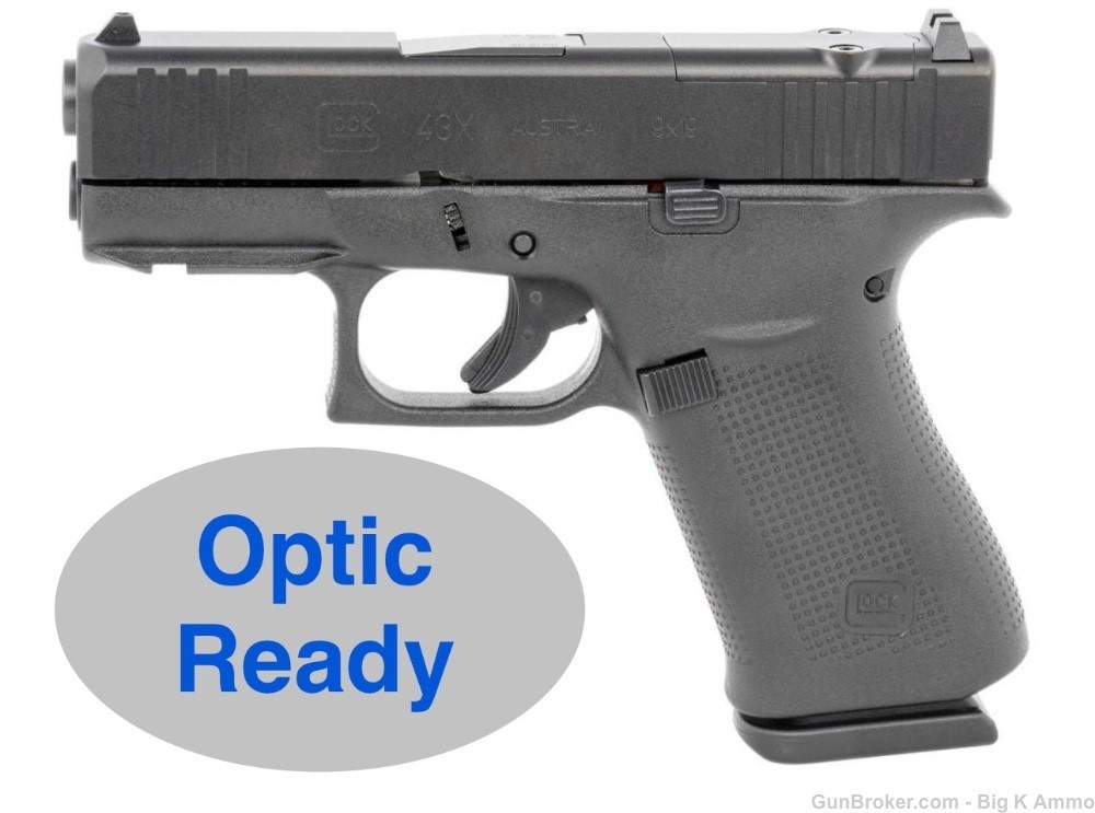 Glock 43x MOS Subcompact Handgun 9mm Luger 10rd Magazines (2) 3.41" Barrel-img-0