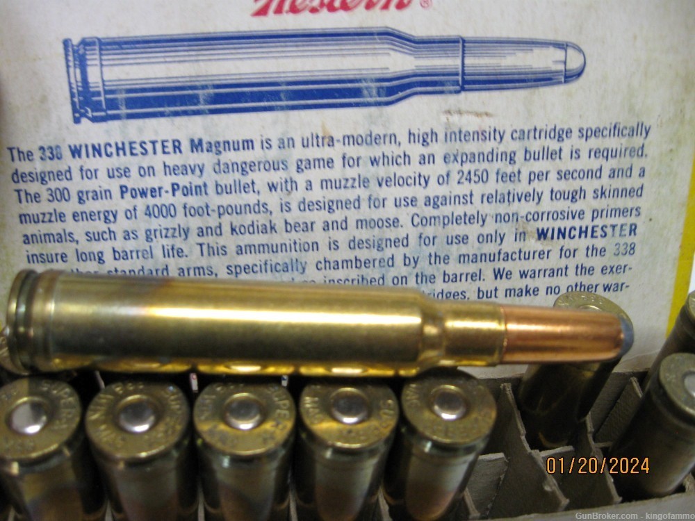 Rare 1950's Vintage 338 Win Magnum 300 Gr RN Western partial  # 3383 Ammo-img-3