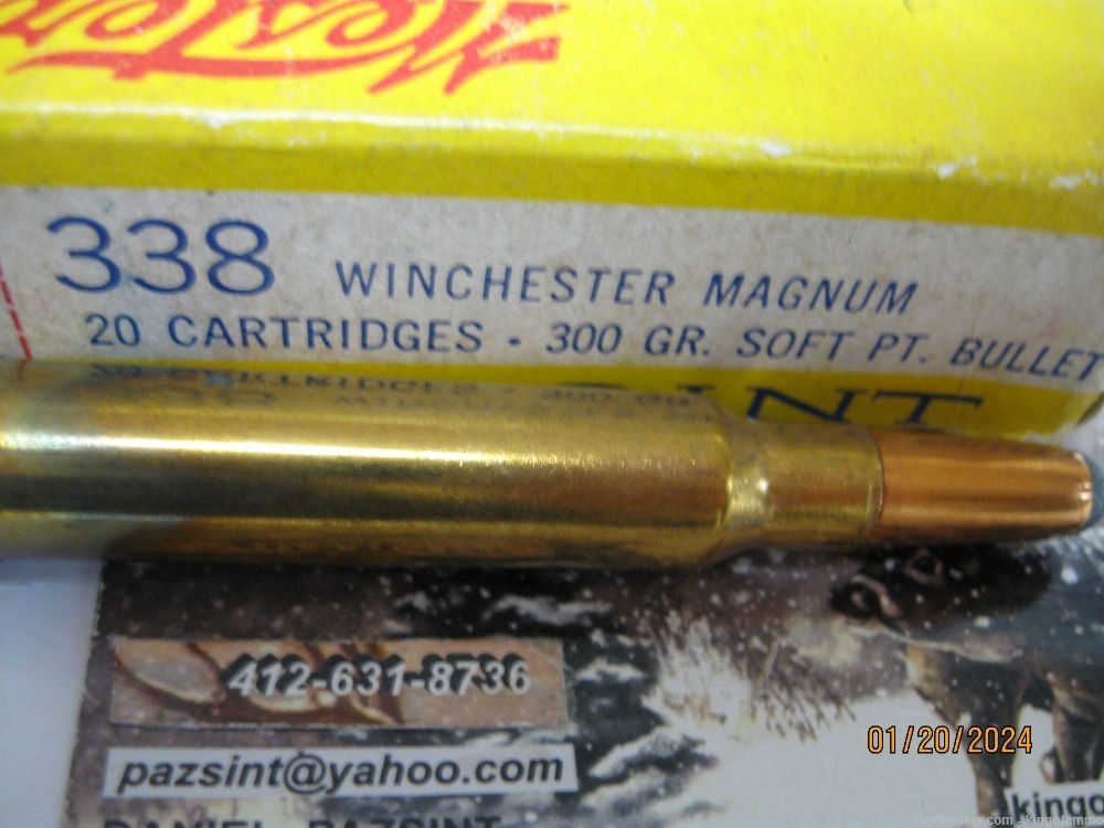 Rare 1950's Vintage 338 Win Magnum 300 Gr RN Western partial  # 3383 Ammo-img-5