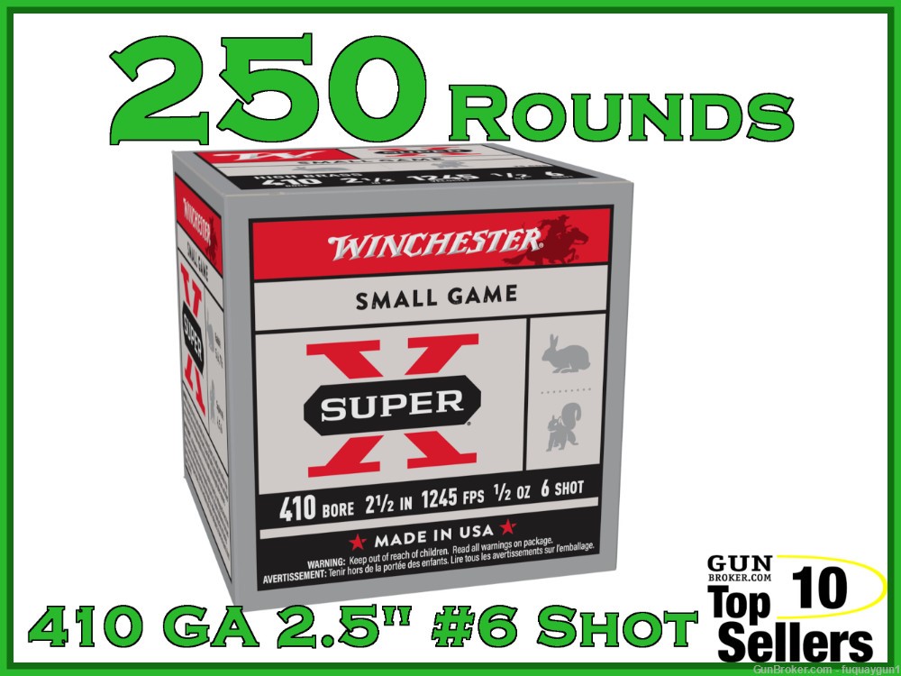 Winchester 410 GA 2.5" #6 Shot 410-410 Ammo-img-0