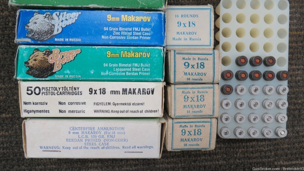 492 rounds of 9x18 Makarov ammunition CCI Norinco Bear -img-1