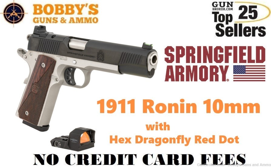 Springfield Armory PX9121LAOSD 1911 Ronin 10mm 8+1 5" Dragonfly RED DOT-img-0