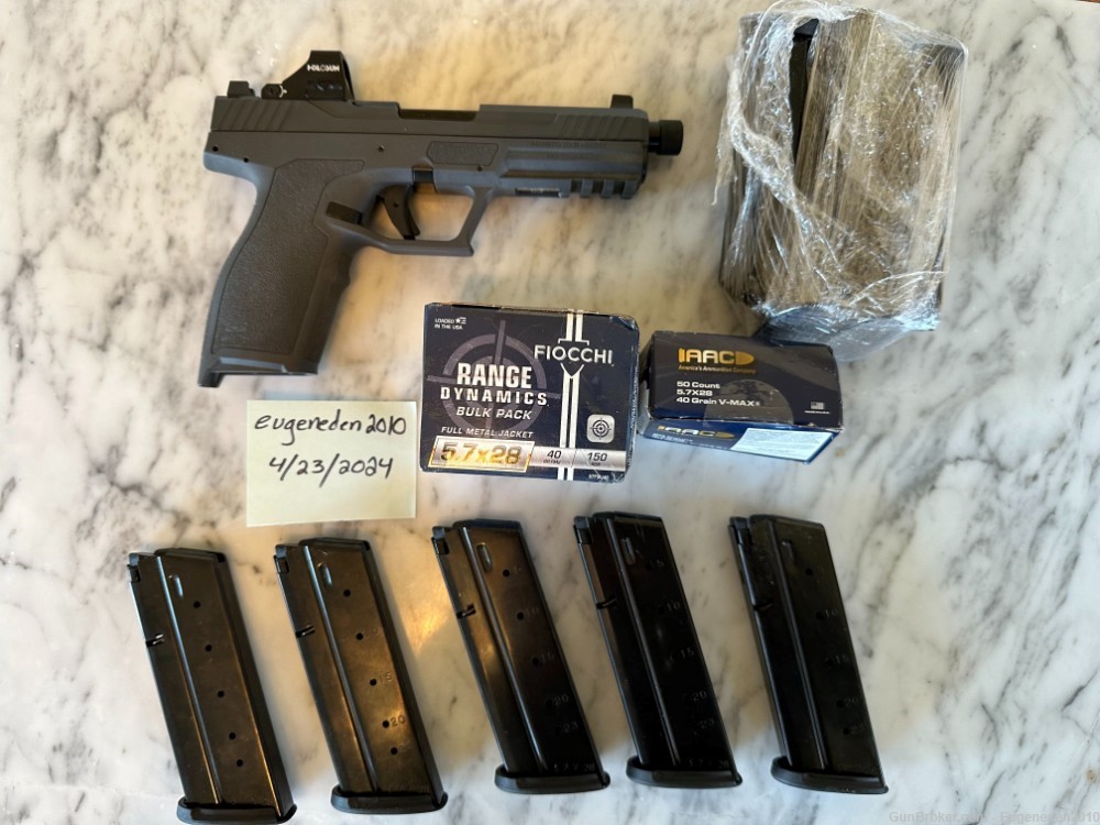 PSA Rock 5.7 w/ Threaded Barrel, 10 Mags, Optic Plates, and Ammo Palmetto-img-0
