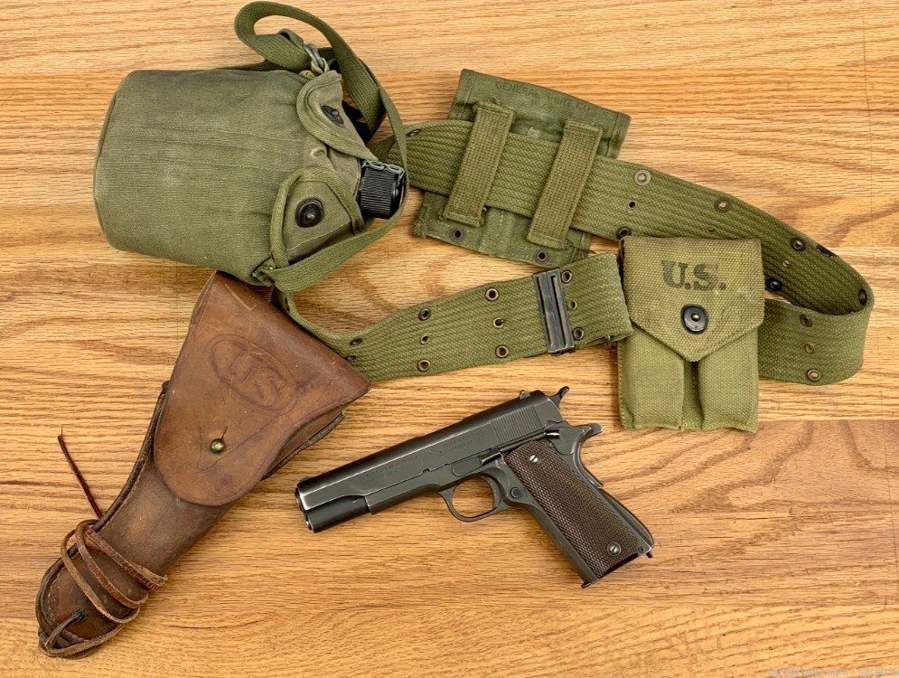 COLT M1911A1 WWII HOLSTER, COMPLETE RIG & FACTORY LETTER .45 AUTO 1942 GHD -img-61