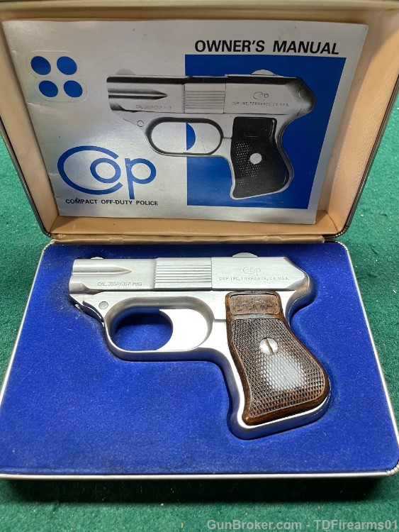 COP Derringer Double action .357 mag 4 barrel handgun w/ factory Case-img-0