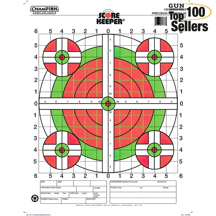 CHAMPION TARGETS Scorekeeper 100yd Sight-in 100-Pk Rifle Targets (45731)-img-0
