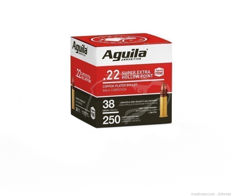 250 ROUNDS .22LR Super Extra Hollow Point 38gr Aquila Prime Copper Plated-img-0
