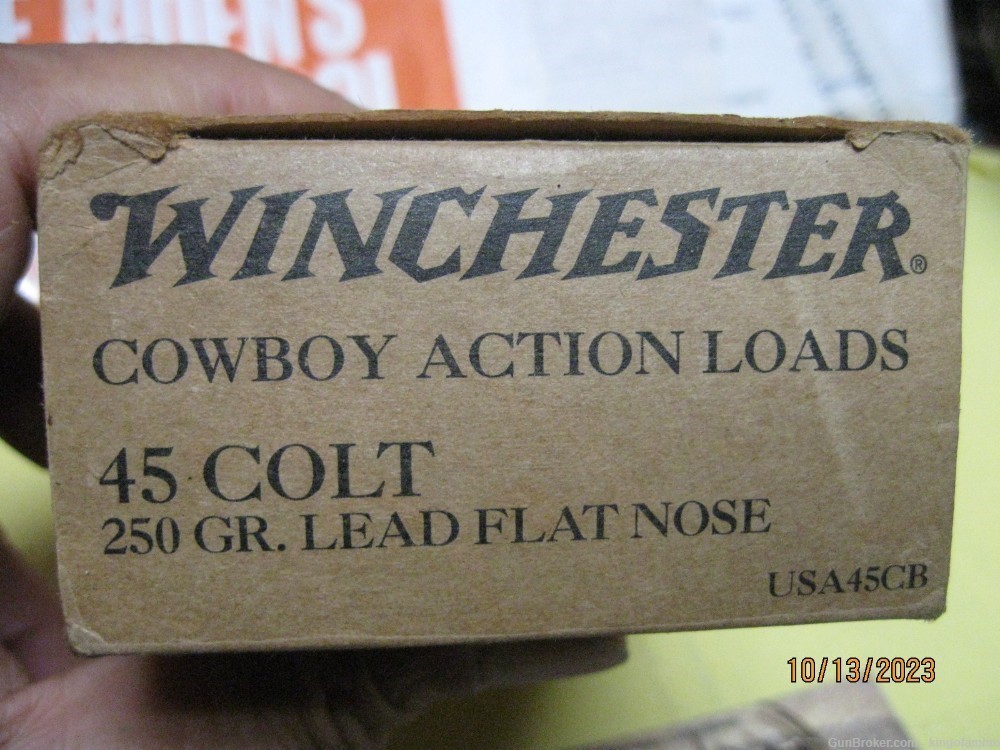 Winchester 45 Long Colt Cowboy Action Ammo 33 rnds & Once Fired Brass-img-1