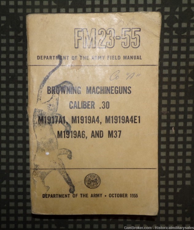 1955 US Army FM 23-55 Browning Machine Guns Cal .30 M1917/1919 Field Manual-img-0