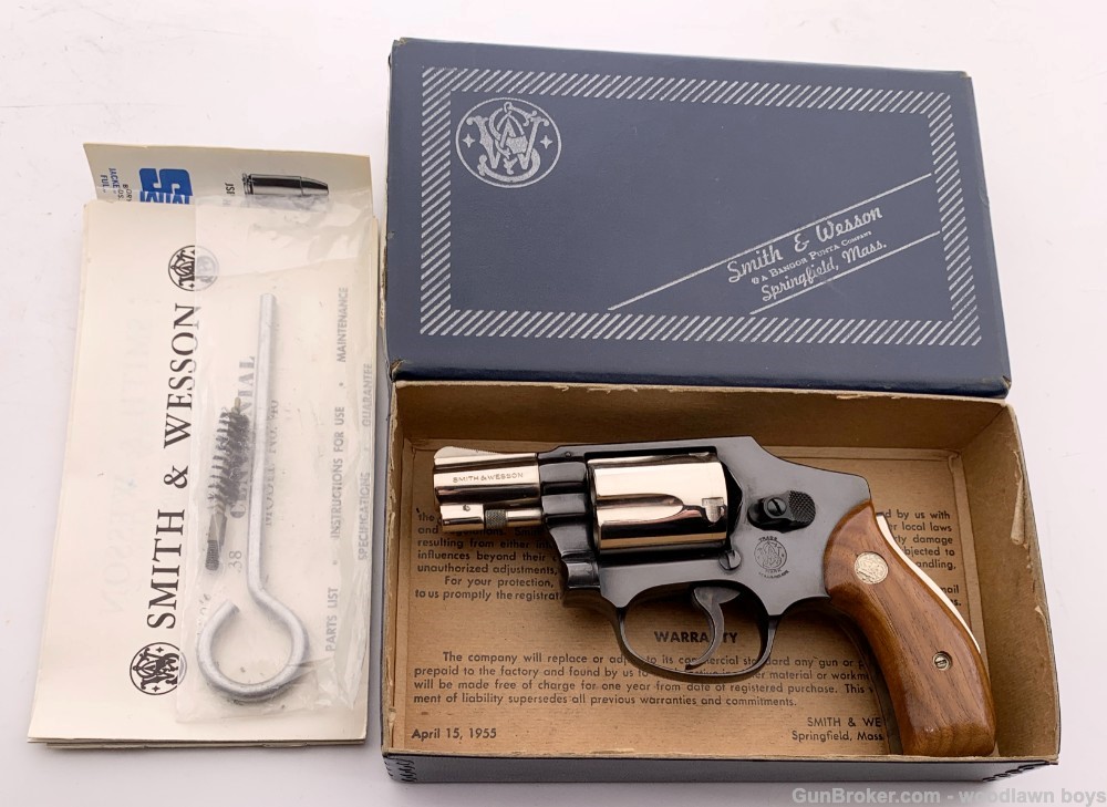 S&W 2" BLUE/NICKEL PINTO MOD 40 .38 SPECIAL W/ ORIG BOX & LETTER-img-0