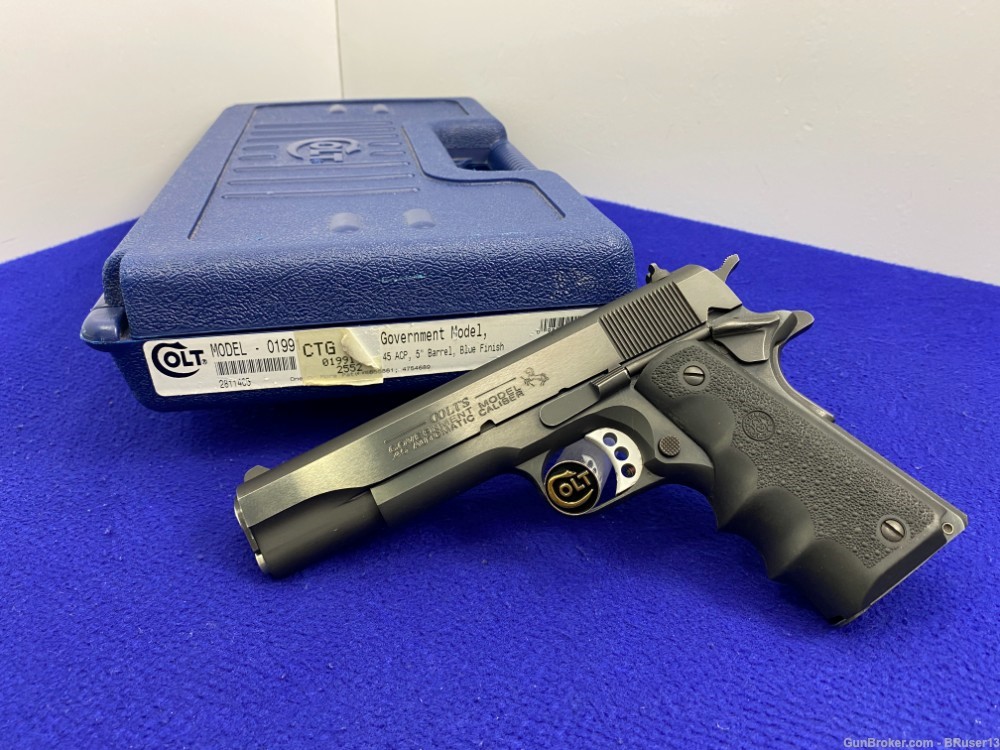 2003 Colt Government 1991 .45 ACP Blue *SLICK COLT WITH CASE & MANUAL*-img-2