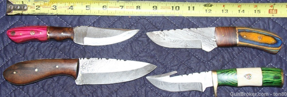 4 CUSTOM HAND MADE DAMASCUS HUNTING  KNIVES-img-0