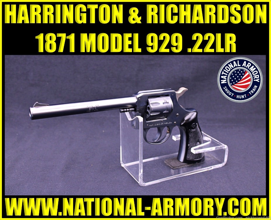 H&R 1871 929 22 LR 6.0" 6 SHOT REVOLVER DA/SA W/ FREE LEATHER HOLSTER-img-0