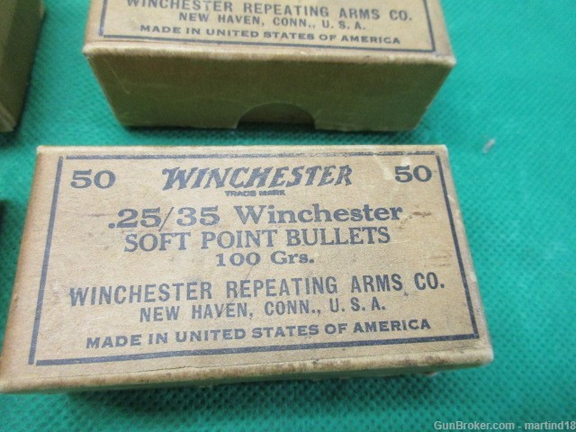 4 Boxes Vintage Winchester 25-35 Winchester Soft Point Bullets 100Gr-img-2