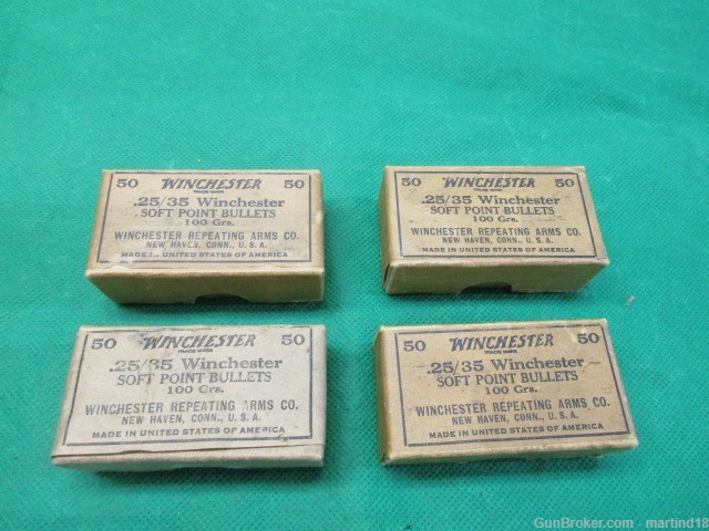 4 Boxes Vintage Winchester 25-35 Winchester Soft Point Bullets 100Gr-img-0