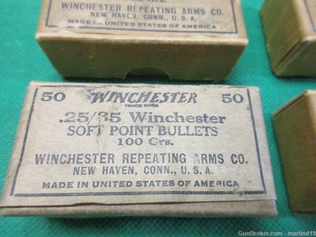 4 Boxes Vintage Winchester 25-35 Winchester Soft Point Bullets 100Gr-img-4