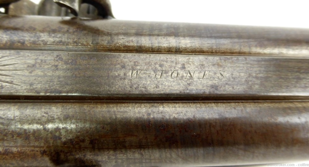 Rare British Coach gun with spring bayonet by W. Jones (AL3560)-img-1