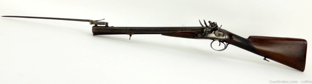 Rare British Coach gun with spring bayonet by W. Jones (AL3560)-img-8