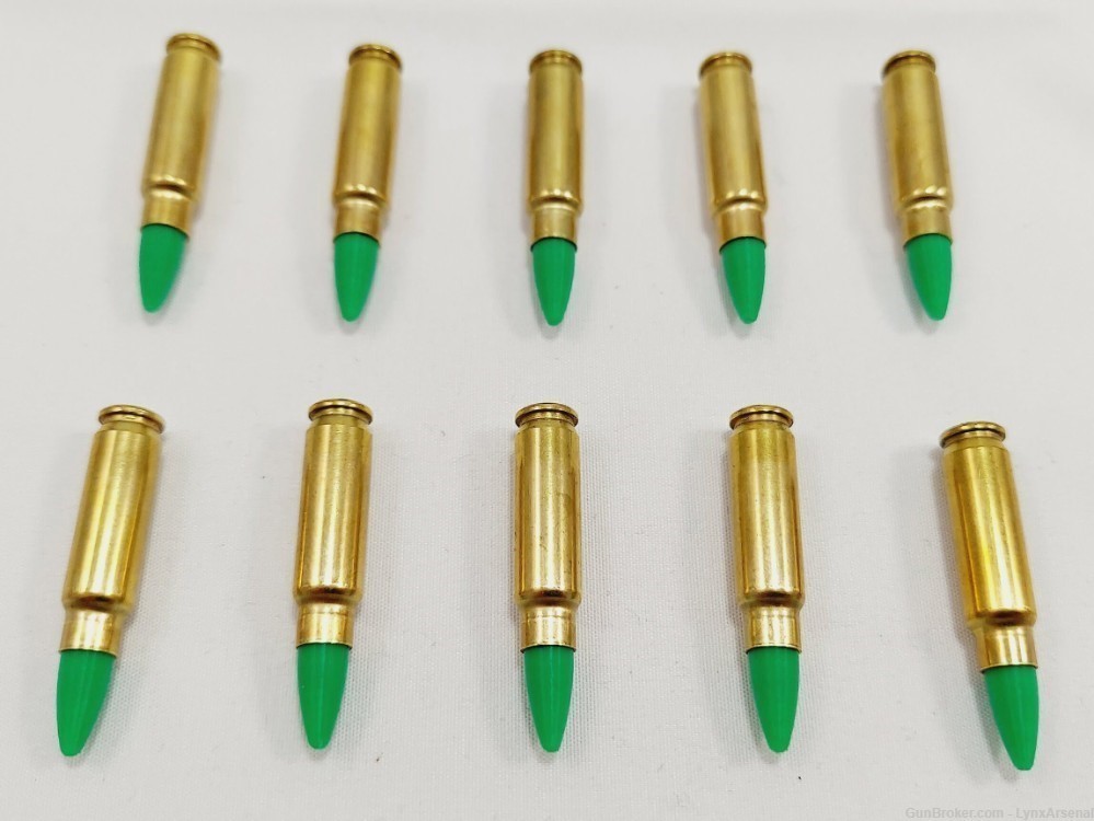 5.7x28 FN Brass Snap caps / Dummy Training Rounds - Set of 10 - Green-img-4