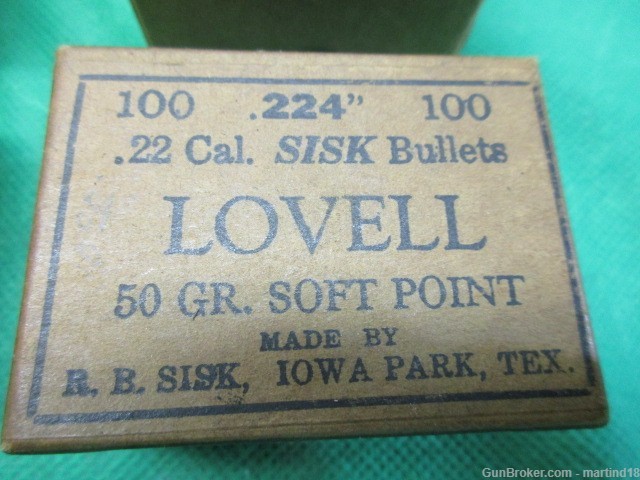 6 Boxes containing about 550Rds Sisk Express & Lovell Bullets .224 22-img-6