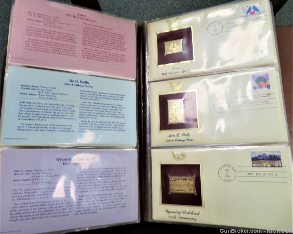 U.S. POSTAL COMMEMORATIVE SOCIETY Book of 22K Gold replicas Stamps-img-13