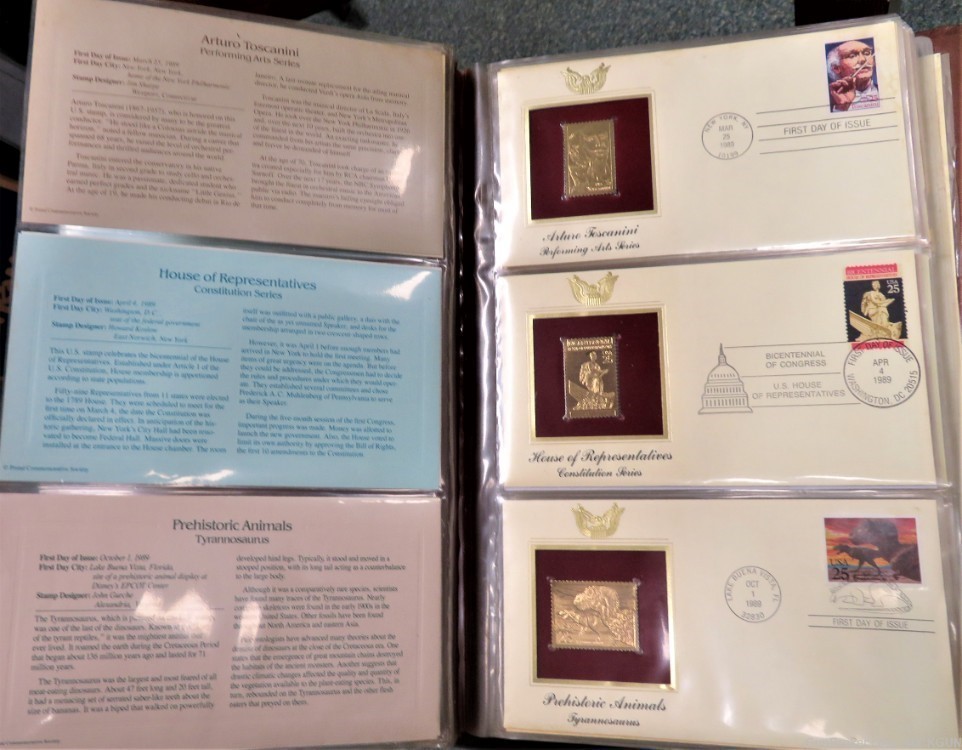 U.S. POSTAL COMMEMORATIVE SOCIETY Book of 22K Gold replicas Stamps-img-6