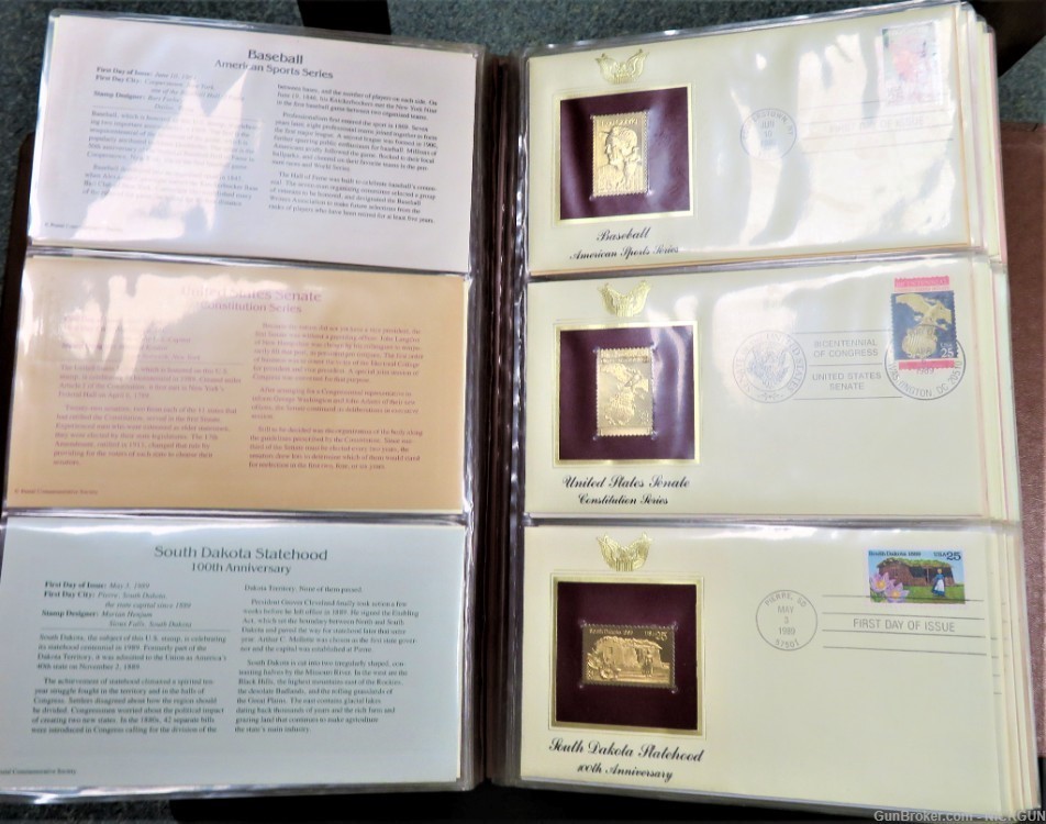 U.S. POSTAL COMMEMORATIVE SOCIETY Book of 22K Gold replicas Stamps-img-8