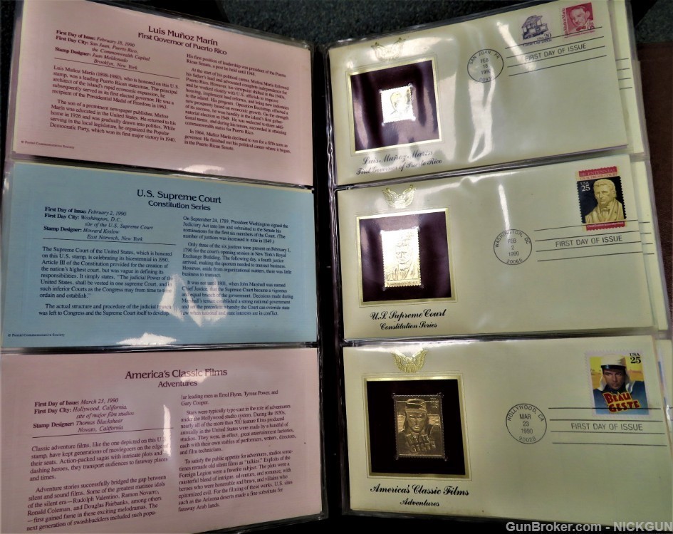 U.S. POSTAL COMMEMORATIVE SOCIETY Book of 22K Gold replicas Stamps-img-14