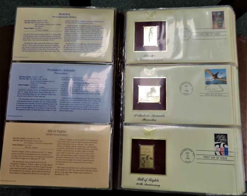 U.S. POSTAL COMMEMORATIVE SOCIETY Book of 22K Gold replicas Stamps-img-7