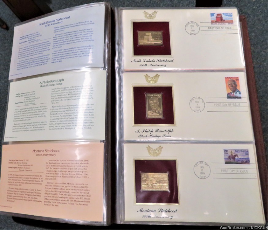 U.S. POSTAL COMMEMORATIVE SOCIETY Book of 22K Gold replicas Stamps-img-3