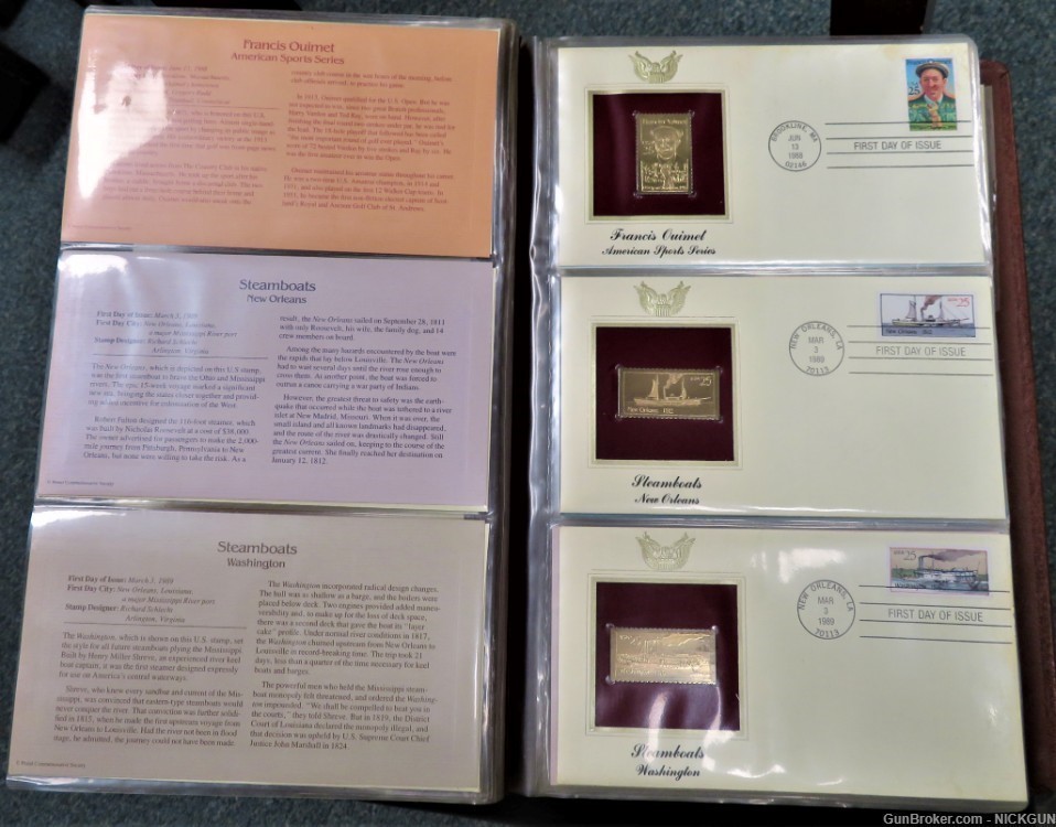 U.S. POSTAL COMMEMORATIVE SOCIETY Book of 22K Gold replicas Stamps-img-4
