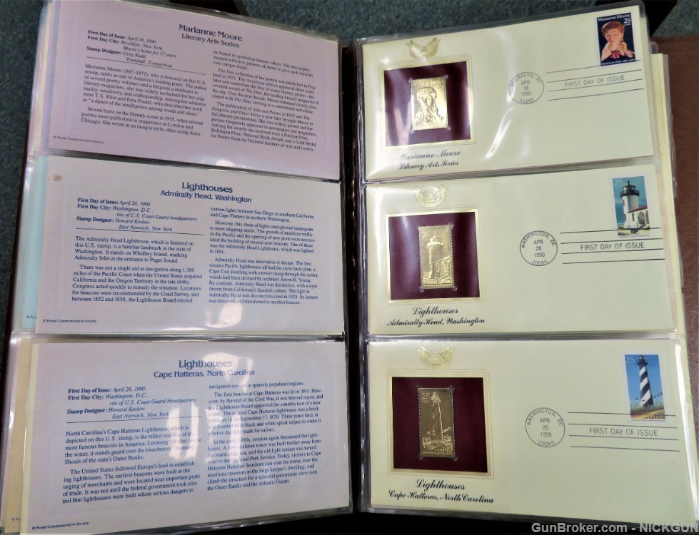 U.S. POSTAL COMMEMORATIVE SOCIETY Book of 22K Gold replicas Stamps-img-16
