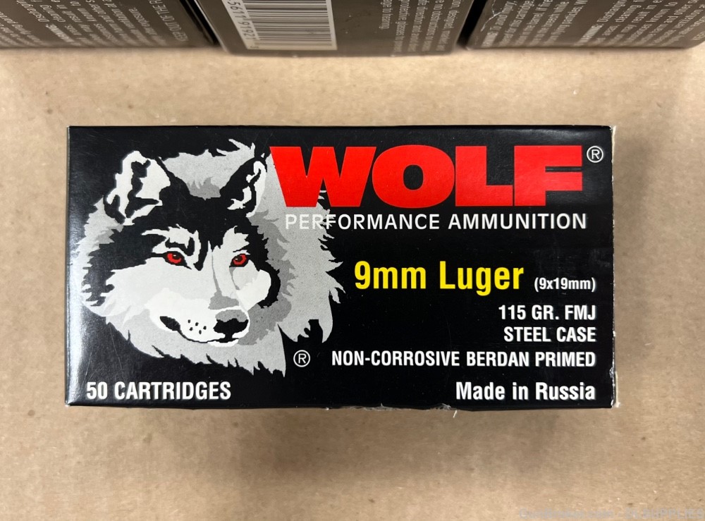 WOLF PERFORMANCE AMMUNITION 9MM 115 GRAIN FMJ STEEL CASE 800 ROUNDS-img-1
