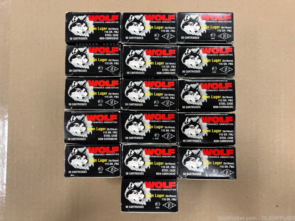 WOLF PERFORMANCE AMMUNITION 9MM 115 GRAIN FMJ STEEL CASE 800 ROUNDS-img-0