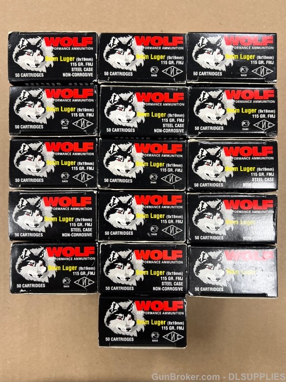 WOLF PERFORMANCE AMMUNITION 9MM 115 GRAIN FMJ STEEL CASE 800 ROUNDS-img-3
