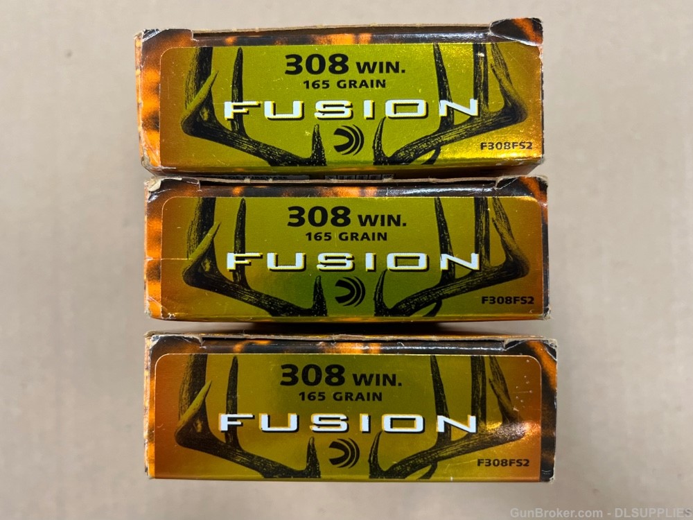 FEDERAL FUSION .308 WIN 165 GRAIN BOAT TAIL SOFT POINT BRASS CASE 60 ROUNDS-img-0