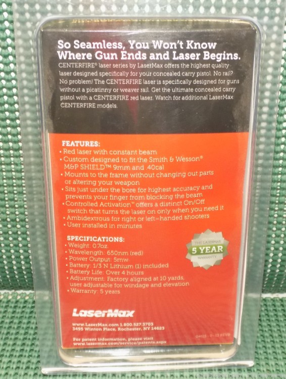 LaserMax Centerfire S&W Shield Red Laser Sight #CF-Shield New NO RESERVE-img-1