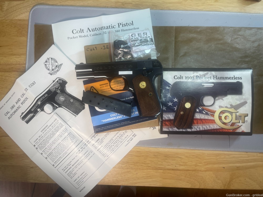 Colt 1903 Hammerless 32 ACP New in Box Reissue Royal Blue High Polish -img-0