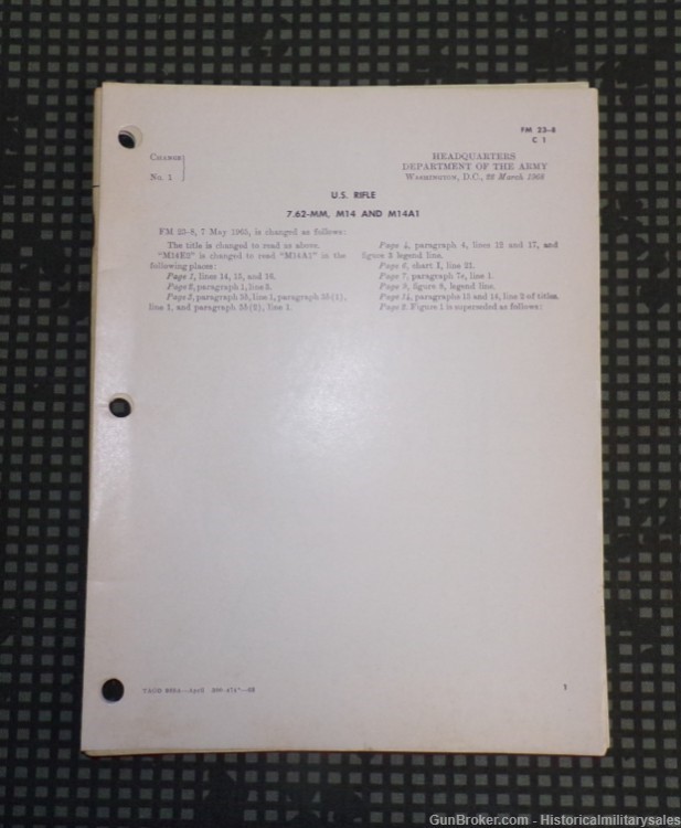 1965 US Army FM 23-8 7.62mm M14 & M14E2 Rifle Field Manual-img-5