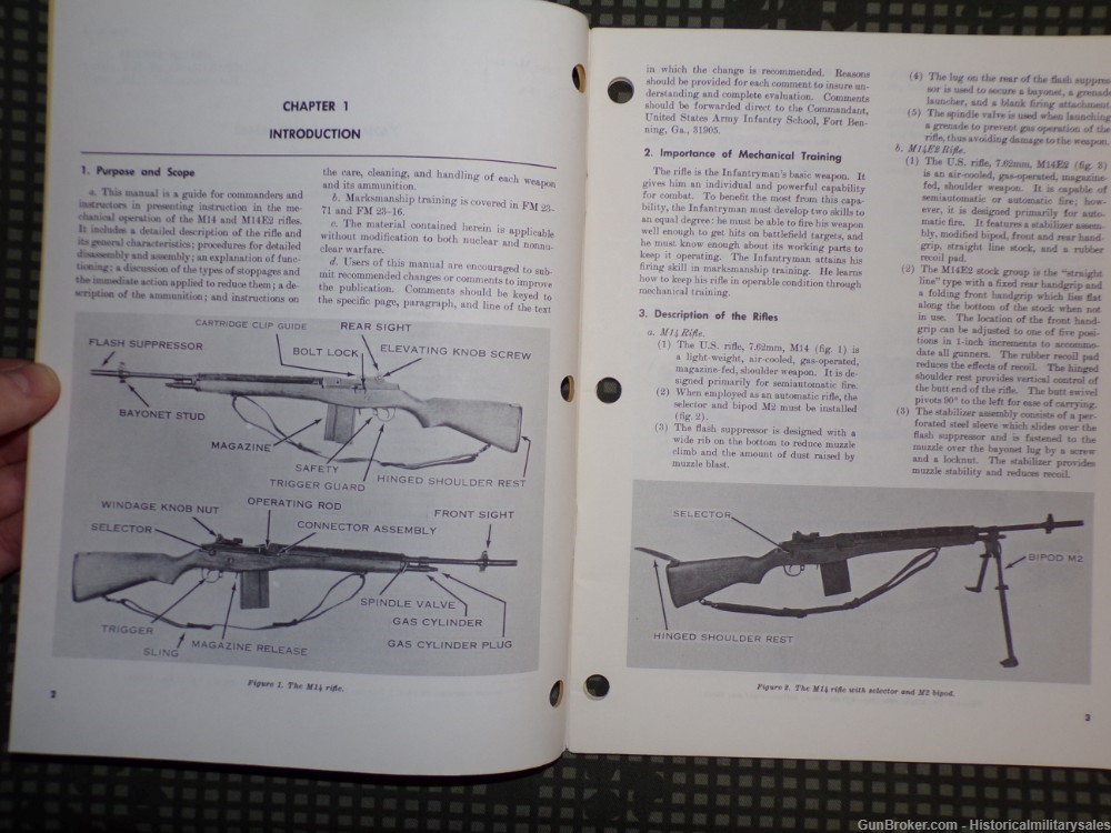 1965 US Army FM 23-8 7.62mm M14 & M14E2 Rifle Field Manual-img-2