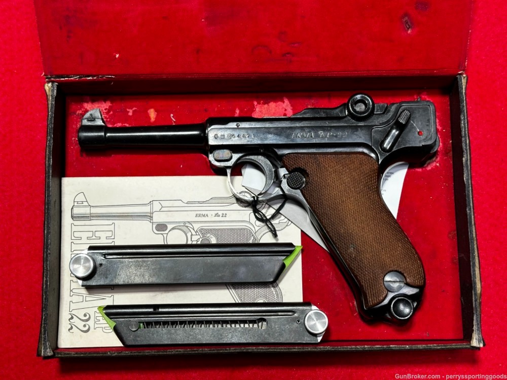 Erma-Werke EP-22 Luger Semi-Auto Pistol .22 w/Box, Paperwork & 3 Mags-img-0