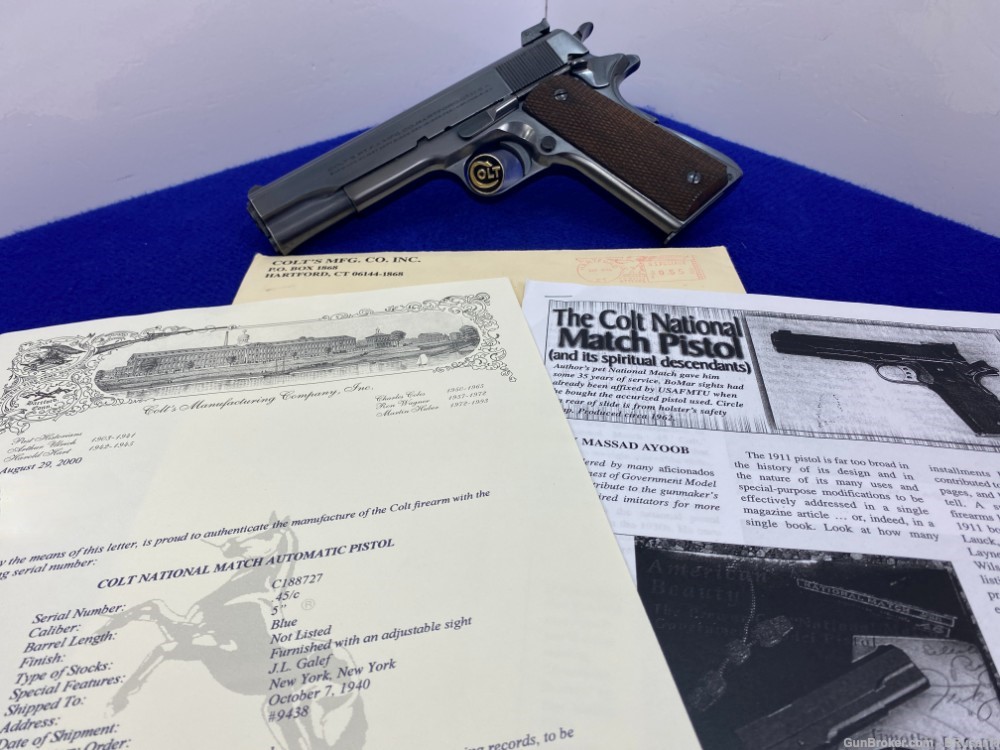 1938 Colt National Match .45ACP *ULTRA RARE 1,474 WITH ADJUSTABLE SIGHTS* -img-0