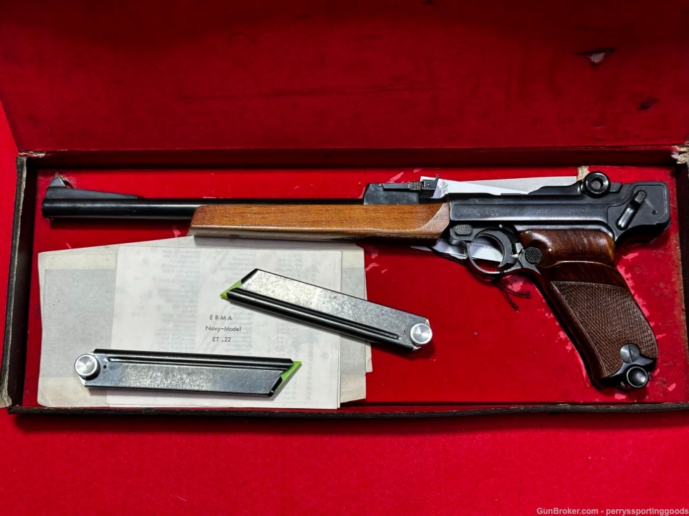 Erma-Werke Navy Model ET-22 Luger Semi-Auto Pistol .22 w/Box & 3 Magazines-img-0