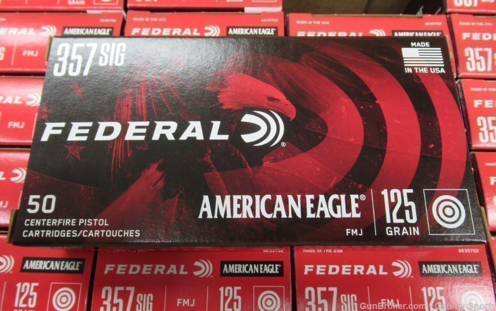 Federal 357 SIG 125Gr FMJ AE357S2 500 rounds New-img-0