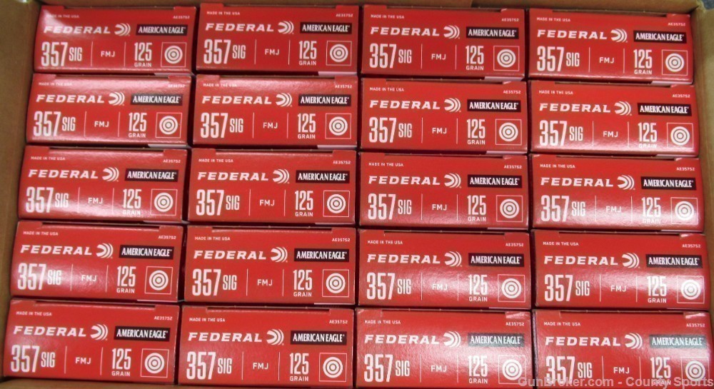 Federal 357 SIG 125Gr FMJ AE357S2 500 rounds New-img-1