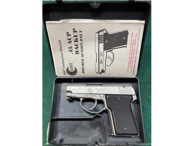 AMT Backup .45 acp stainless sub compact w/ original case & manual
