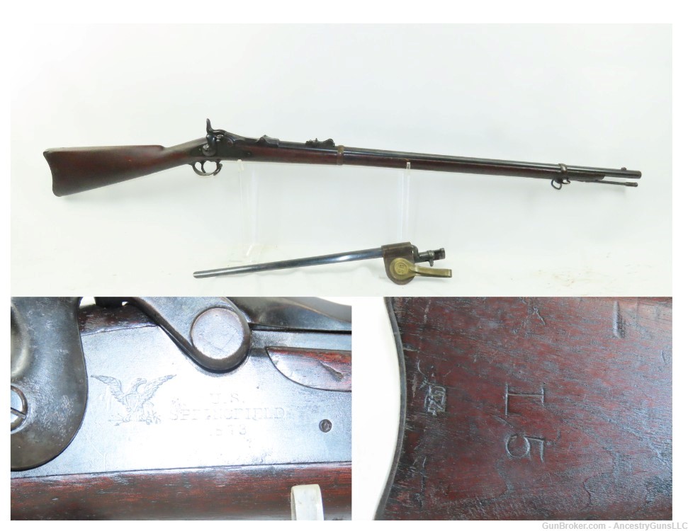 Antique U.S. SPRINGFIELD M1873 TRAPDOOR .45-70 GOVT Rifle NEW JERSEY Marked-img-0