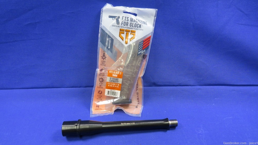 Chromoly 7.75" 9mm Barrel for AR9 PCC 1:10 Twist w/ 17rd ETS Glock Magazine-img-0