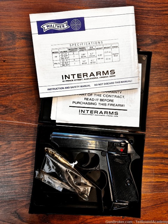 Penny Auction Interarms Walther PPK/S .380 Auto 2 Mags Box Made in USA-img-1