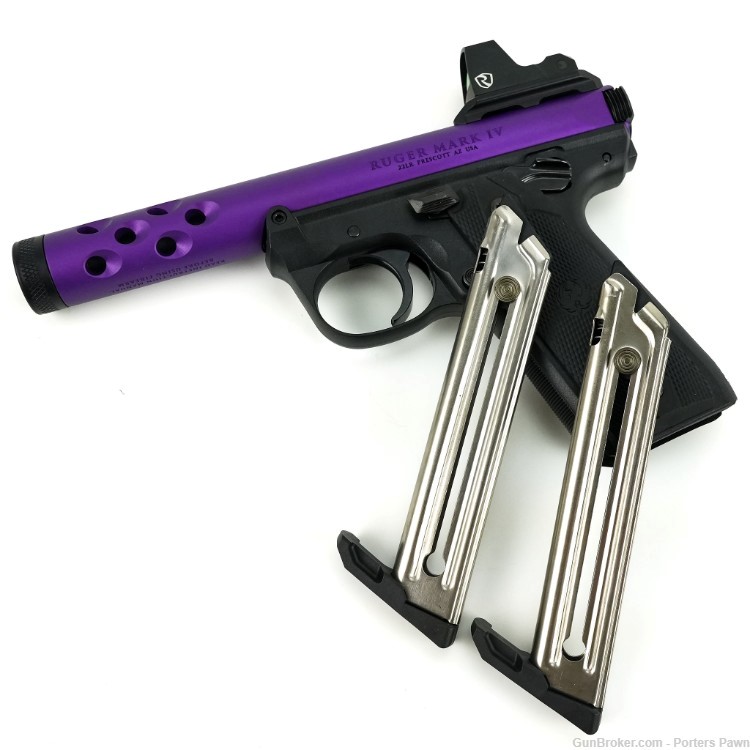 Ruger Mark IV 22/45 Lite - .22 LR  W/case and Extra Mag, Purple Anodized-img-2